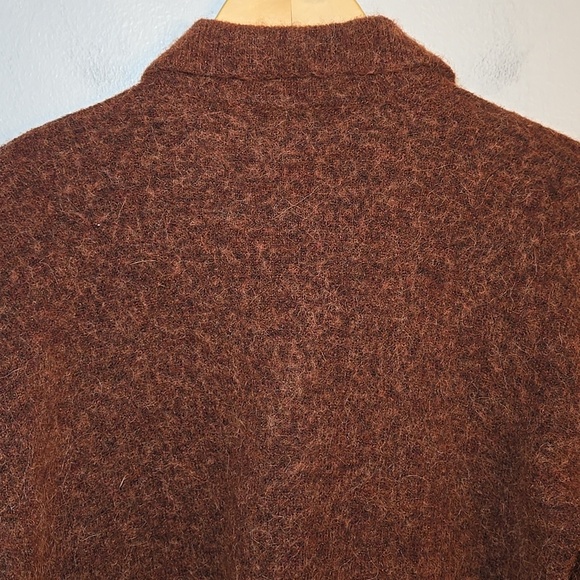 Madewell Carrabelle Polo Cardigan Alpaca Mohair Sweater In Heather Mahogany - Picture 11 of 14